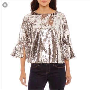 Bold Elements Sequin Bell Sleeve Top